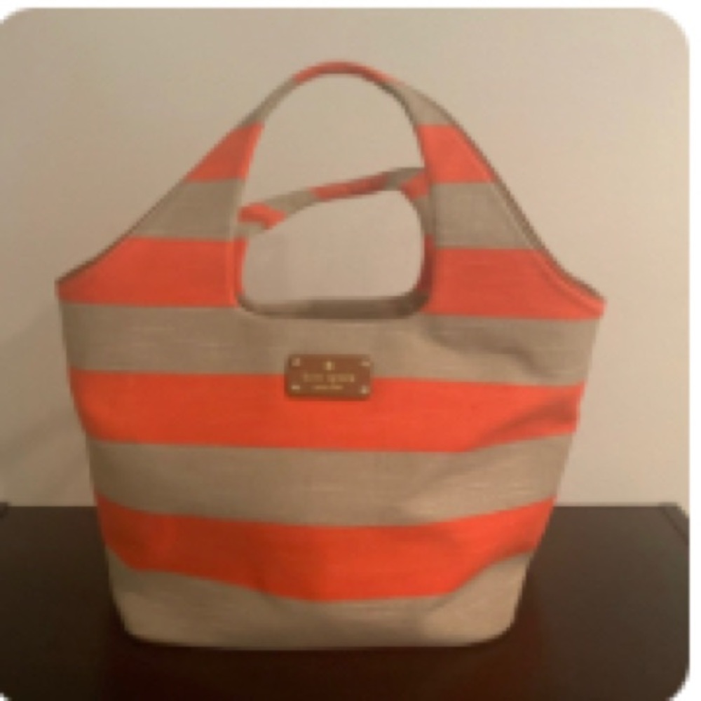Beige and orange striped Kate spade purse
